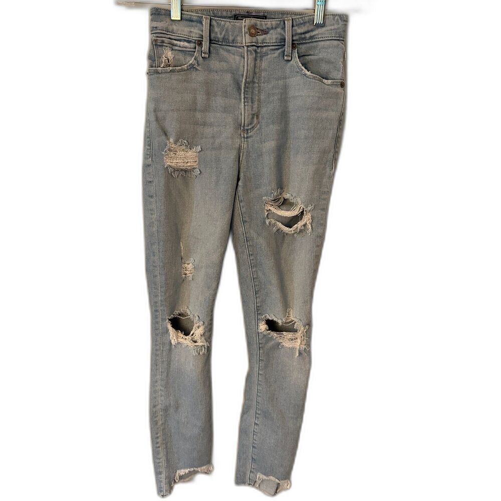 Abercrombie & Fitch Simone High Rise Cropped Ripped Jeans Women's Sz 24 00R